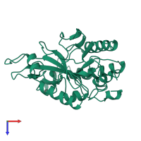 PDB entry 3ptd coloured by chain, top view.