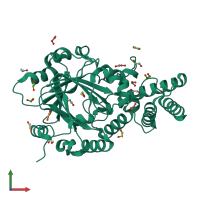 PDB entry 3ptr coloured by chain, front view.