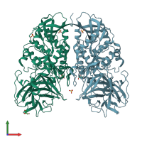 PDB entry 3puh coloured by chain, front view.