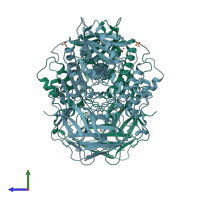 PDB entry 3puh coloured by chain, side view.