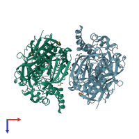 PDB entry 3puh coloured by chain, top view.