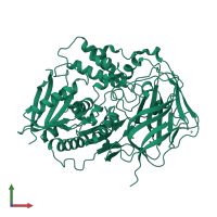 PDB entry 3pui coloured by chain, front view.