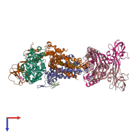 PDB entry 3puv coloured by chain, top view.