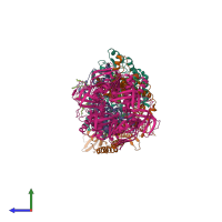 Hetero pentameric assembly 1 of PDB entry 3puw coloured by chemically distinct molecules, side view.