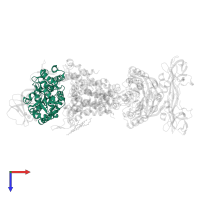 Maltose/maltodextrin-binding periplasmic protein in PDB entry 3puw, assembly 1, top view.