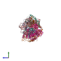 PDB entry 3puz coloured by chain, side view.