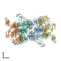 PDB entry 3pvm coloured by chain, front view.