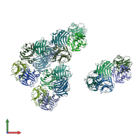 PDB entry 3pvo coloured by chain, front view.