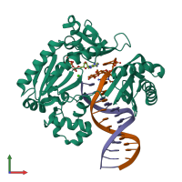 PDB entry 3pw0 coloured by chain, front view.