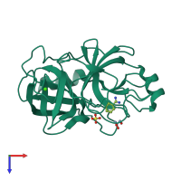 PDB entry 3pwb coloured by chain, top view.