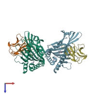 PDB entry 3pwn coloured by chain, top view.