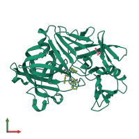 PDB entry 3pww coloured by chain, front view.