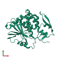 PDB entry 3px8 coloured by chain, front view.