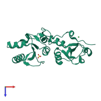 PDB entry 3pxc coloured by chain, top view.