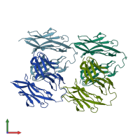 PDB entry 3pxj coloured by chain, front view.