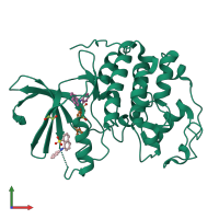 PDB entry 3pxq coloured by chain, front view.