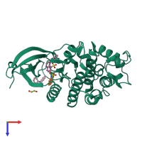 PDB entry 3pxq coloured by chain, top view.