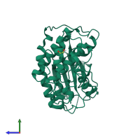 PDB entry 3pxr coloured by chain, side view.