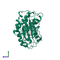 PDB entry 3py0 coloured by chain, side view.