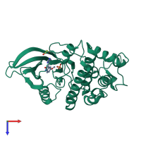 PDB entry 3py0 coloured by chain, top view.