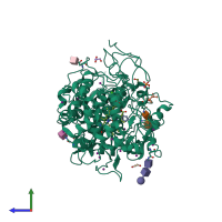 PDB entry 3py4 coloured by chain, side view.