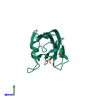 PDB entry 3pyc coloured by chain, side view.