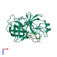 PDB entry 3pyh coloured by chain, top view.