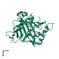 PDB entry 3pyk coloured by chain, top view.