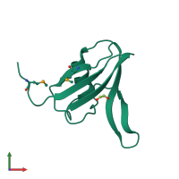 PDB entry 3pz7 coloured by chain, front view.