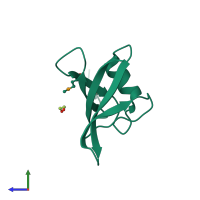 PDB entry 3pz7 coloured by chain, side view.