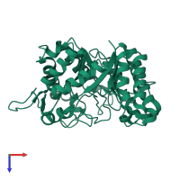 PDB entry 3pz9 coloured by chain, top view.