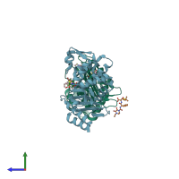 PDB entry 3q07 coloured by chain, side view.