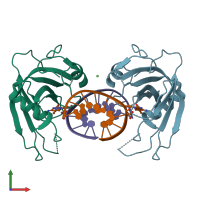 PDB entry 3q0d coloured by chain, front view.