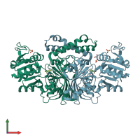 PDB entry 3q0e coloured by chain, front view.