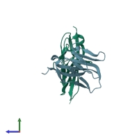 PDB entry 3q0h coloured by chain, side view.