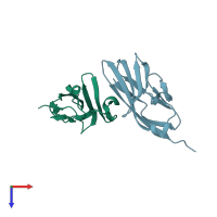 PDB entry 3q0h coloured by chain, top view.