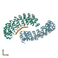 PDB entry 3q0o coloured by chain, front view.