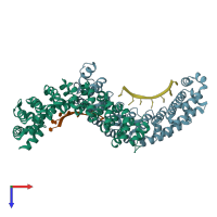 PDB entry 3q0o coloured by chain, top view.