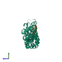 PDB entry 3q0s coloured by chain, side view.