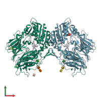 PDB entry 3q0t coloured by chain, front view.