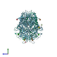 PDB entry 3q0t coloured by chain, side view.