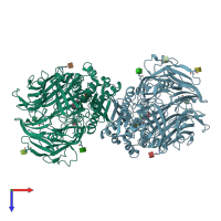 PDB entry 3q0t coloured by chain, top view.