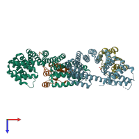 PDB entry 3q15 coloured by chain, top view.