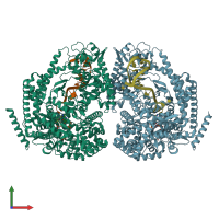 PDB entry 3q23 coloured by chain, front view.