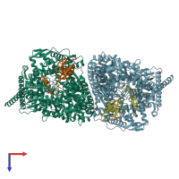 PDB entry 3q24 coloured by chain, top view.