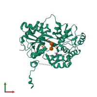 Monomeric assembly 1 of PDB entry 3q27 coloured by chemically distinct molecules, front view.