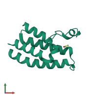 PDB entry 3q2e coloured by chain, front view.
