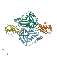 PDB entry 3q2s coloured by chain, front view.