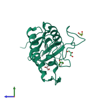 PDB entry 3q2u coloured by chain, side view.