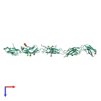 PDB entry 3q2w coloured by chain, top view.